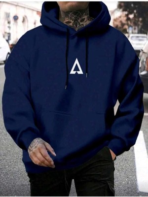 Divin Minimal Logolu Lacivert Erkek Kapüşonlu Sweatshirt
