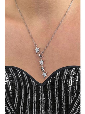 Caş Dekorasyon Gümüş Renk Yıldız Çelik Kolye