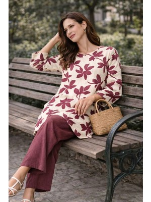 Tenra Bürümcük Kumaş Alt Üst Kadın Takım Oversize-Tesettüre Uygun