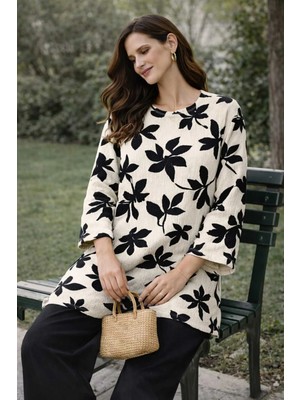 Tenra Bürümcük Kumaş Alt Üst Kadın Takım Oversize-Tesettüre Uygun