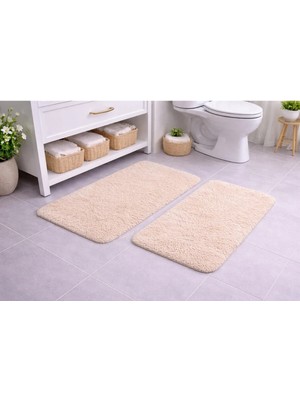 Saymine Kuzu Post Peluş Süet Taban Banyo Paspas Takımı - Yumuşak Ipeksi Dokulu