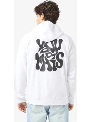 Divin Modern Yazı Baskılı Unisex Beyaz Sweatshirt
