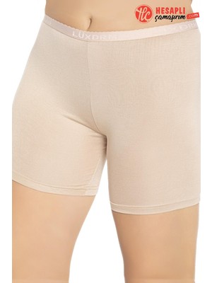 Lüx Drm 3003 Büyük Beden Kadın Bambu Nefes Alabilen Terletmez Kumaş Ağlı Diz Üstü Kısa Tayt Elbise Altı Giyilebilir