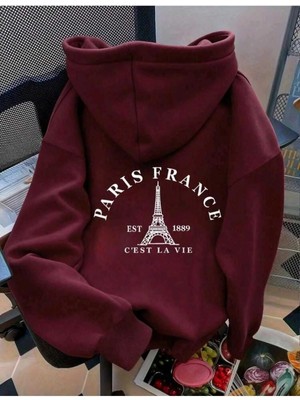 Divin Paris France Baskılı Kapüşonlu Sweatshirt