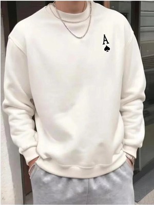 Divin Erkek Baskılı Sweatshırt 3iplik Kaliteli Kumaş Oversize Kesim