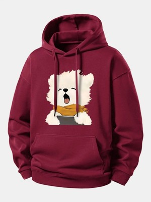 Divin Unısıx Kapşonlu Baskılı Sweat Kaliteli 3 Iplik Kumaş Modern Oversize Kesim