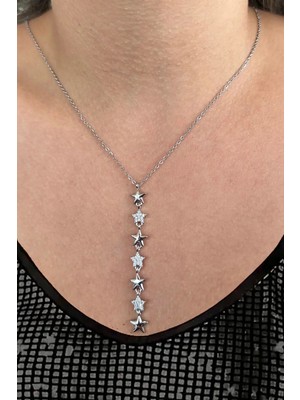 Caş Dekorasyon Gümüş Renk Yıldız Çelik Kolye