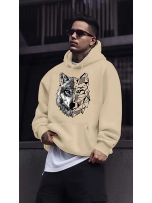 Divin Erkek Street Style Kurt Desenli Kapüşonlu Sweatshirt