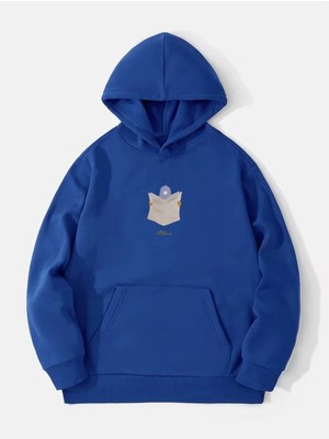 Divin Erkek Kapşonlu Baskılı Sweatshirt Kaliteli 3 Iplik Kumaş Modern Oversize Kesim