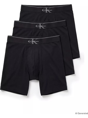 Calvin Klein Erkek Pamuklu Logo Detaylı Elastik Bel Bantlı Üçlü Siyah Boxer LV00NB4473-UB1