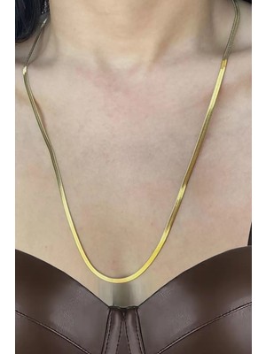 Caş Dekorasyon Altın Renk Italyan Zinciri Çelik Kolye