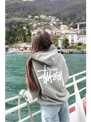 Divin Street Style Siyah Kapüşonlu Sweatshirt – Stussy Logo