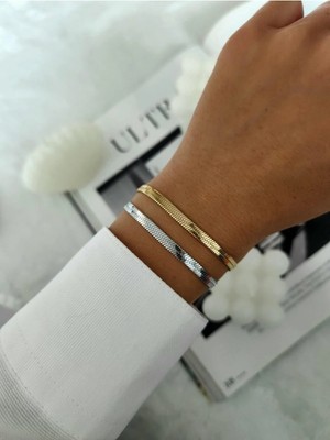 Hercy Ithal 316L Italyan Zincir Çelik Bileklik - Gold ve Silver (1 Adet Gold, 1 Adet Silver)