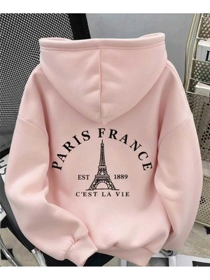 Divin Paris France Baskılı Kapüşonlu Sweatshirt