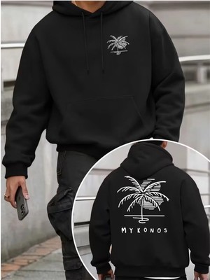 Divin Erkek Kapşonlu Baskılı Sweat Kaliteli 3 Iplik Kumaş Modern Oversize Kesim