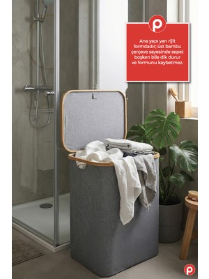 Pazarika 75 Litre Bez Kirli Çamaşır Sepeti - Katlanabilir Su Geçirmez Çamaşır Düzenleyici