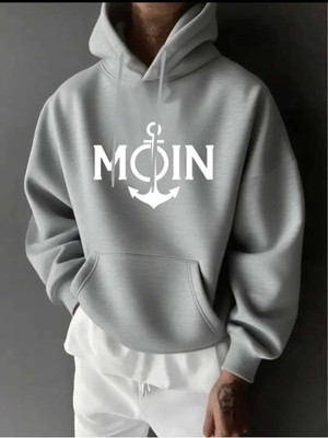 Divin Erkek Kapşonlu Baskılı Sweat Kaliteli 3 Iplik Kumaş Modern Oversize Kesim