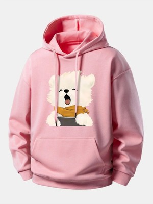 Divin Unısıx Kapşonlu Baskılı Sweat Kaliteli 3 Iplik Kumaş Modern Oversize Kesim