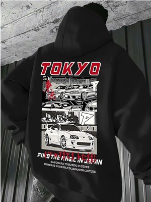 Divin Erkek Kapşonlu Baskılı Sweat Kaliteli 3 Iplik Kumaş Modern Oversize Kesim