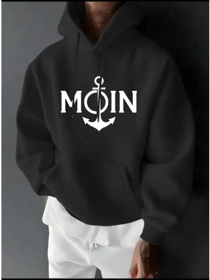 Divin Erkek Kapşonlu Baskılı Sweat Kaliteli 3 Iplik Kumaş Modern Oversize Kesim