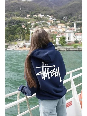 Divin Street Style Siyah Kapüşonlu Sweatshirt – Stussy Logo