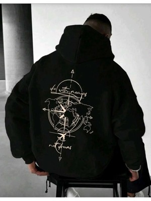 Divin Unısex Sırt Baskılı Oversize Kapüşonlu Sweatshirt– Sıcak, Rahat ve Trend
