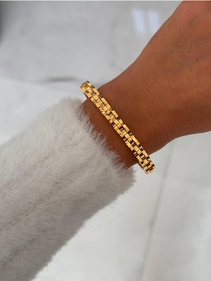 Hercy 316 L Paslanmaz Çelik Gold Çelik Kelepçe Bileklik