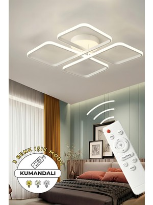 Ece Aydınlatma Finesse Beyaz Kasa Kumandalı 3 Renkli Salon,oturma Odası,yatak Odası Için LED Avize