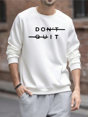 Divin -Erkek Gri Baskılı Sweatshırt 3iplik Kaliteli Kumaş Oversize Kesim