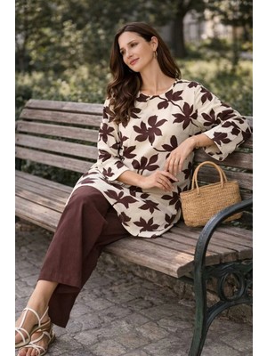 Tenra Bürümcük Kumaş Alt Üst Kadın Takım Oversize-Tesettüre Uygun