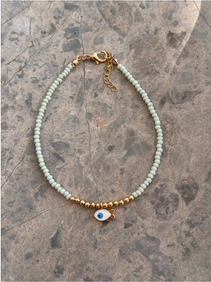 Hercy Boncuklu Halhal | 14K Altın Kaplama Halhal