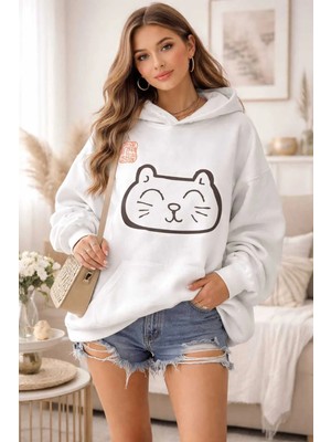 Divin Kadın Baskılı Sweatshırt Kaliteli Kumaş Oversize Kesim