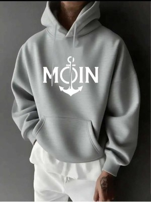 Divin Erkek Kapşonlu Baskılı Sweat Kaliteli 3 Iplik Kumaş Modern Oversize Kesim