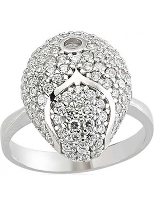 Supertrend Gümüş Beyaz Taşlı Bayan Yüzük