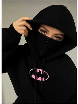 Divin Siyah Kar Maskeli Kapüşonlu Sweatshirt