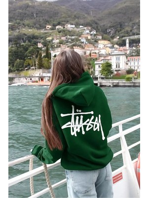 Divin Street Style Siyah Kapüşonlu Sweatshirt – Stussy Logo