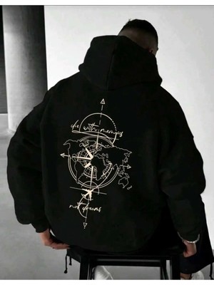 Divin Unısex Sırt Baskılı Oversize Kapüşonlu Sweatshirt– Sıcak, Rahat ve Trend