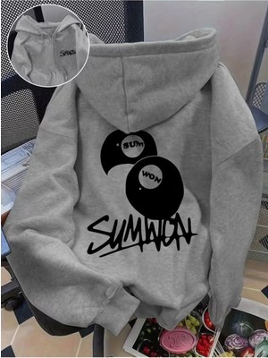 Divin Unısıx Kapşonlu Baskılı Sweat Kaliteli 3 Iplik Kumaş Modern Oversize Kesim