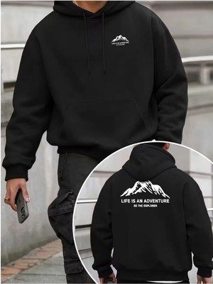 Divin Erkek Kapşonlu Baskılı Sweat Kaliteli 3 Iplik Kumaş Modern Oversize Kesim