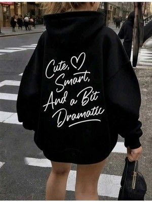 Divin Trend Yazılı Oversize Sweatshırt Sıcak ve Rahat