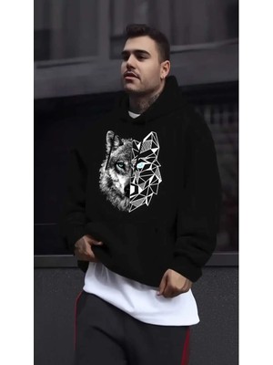 Divin Erkek Street Style Kurt Desenli Kapüşonlu Sweatshirt