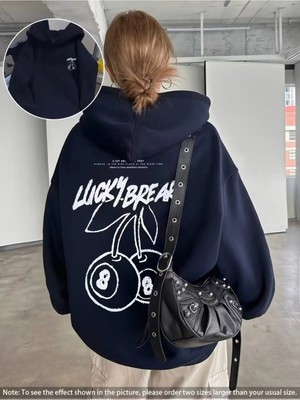 Divin Unısıx Kapşonlu Baskılı Sweat Kaliteli 3 Iplik Kumaş Modern Oversize Kesim