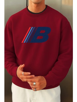 Divin Erkek Baskılı Sweatshırt Kapüşonlu Oversize Kesim Pamuklu