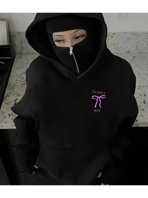 Divin Siyah Kar Maskeli Kapüşonlu Sweatshirt