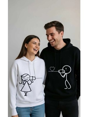 Divin Aşk Bağı Çift Sweatshirt 2li Baskili Sweatshirt