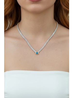 Caş Dekorasyon Altın Renk Göz Figürlü Su Yolu Çelik Kolye