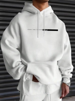 Divin -Erkek Face Baskılı Sweatshırt 3iplik Kaliteli Kumaş Oversize Kesim