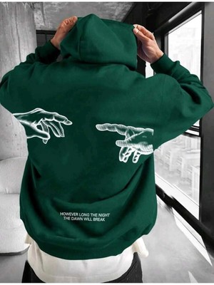 Divin Unısex Sırt Baskılı Oversize Kapüşonlu Sweatshirt– Sıcak, Rahat ve Trend
