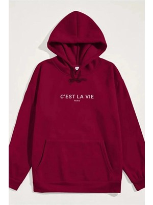 Divin Erkek Baskılı Kapüşonlu Sweatshırt Oversize Kesim 3iplik Pamuklu Kumaş