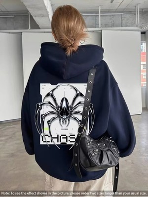 Divin Unısıx Kapşonlu Baskılı Sweat Kaliteli 3 Iplik Kumaş Modern Oversize Kesim